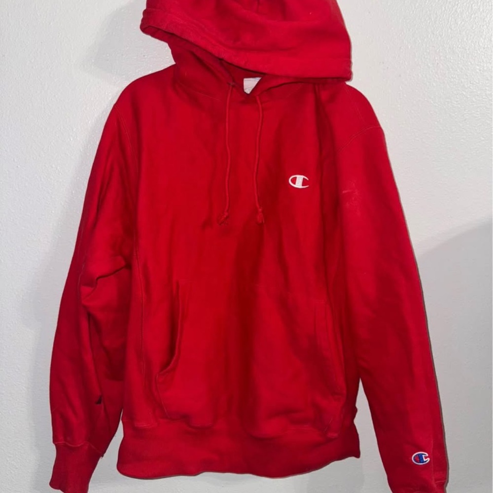 Champion Bright Red Reverse Weave Pullover